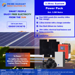 3.5kva solar inverter installation in Abuja, Nigeria